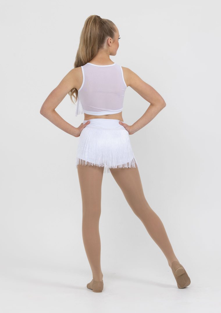 tassel crop shorts white