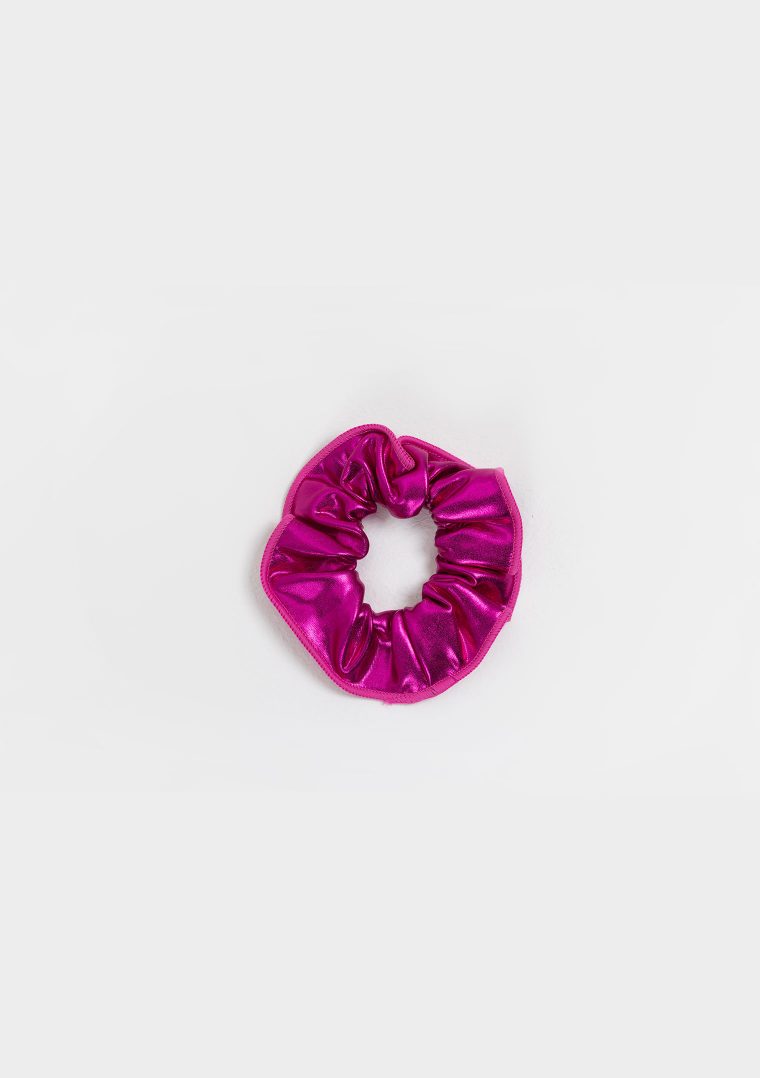 metallic scrunchie hot pink