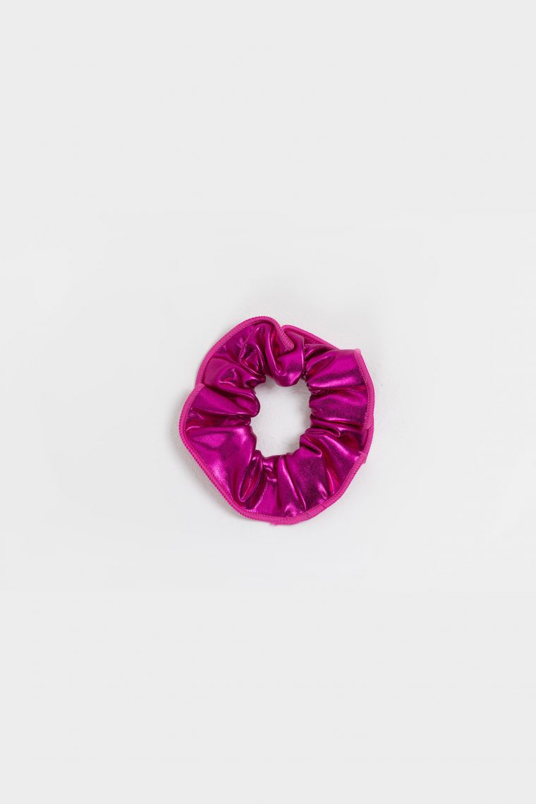 metallic scrunchie hot pink