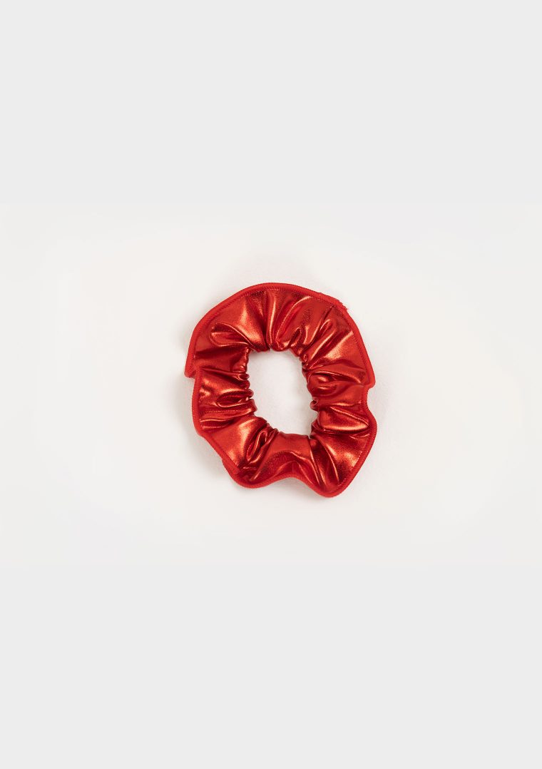 metallic scrunchie red