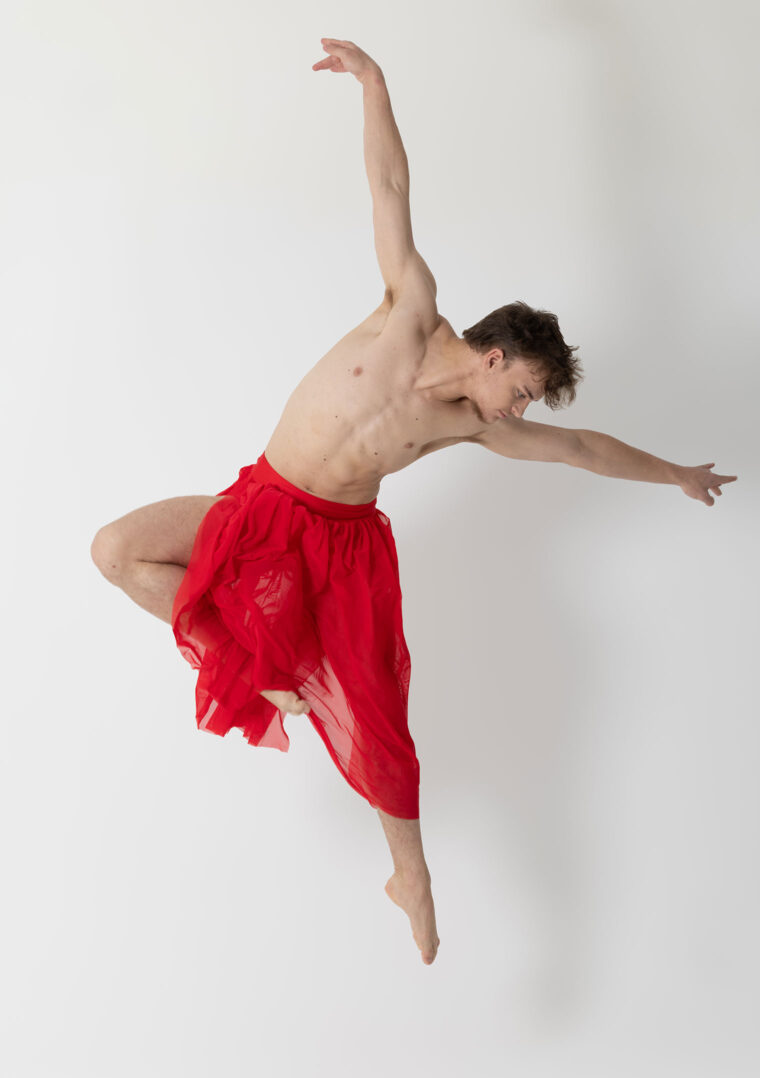 vision mesh skirt red male contemporary ballet