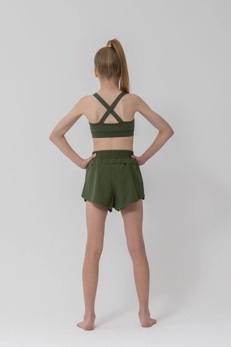 eco crop and shorts khaki green