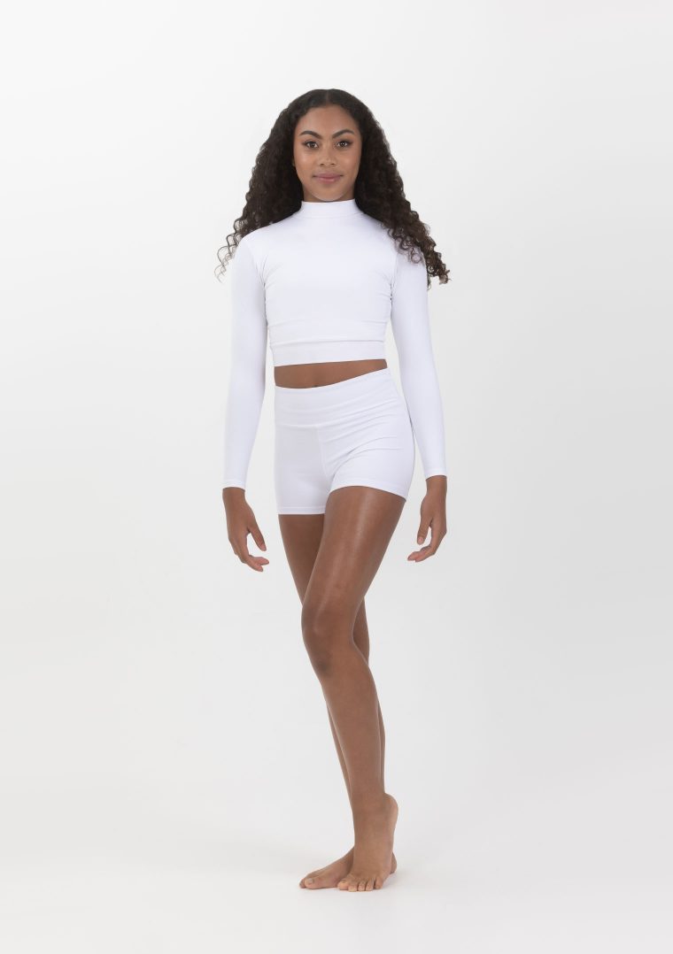 performance long sleeve crop white