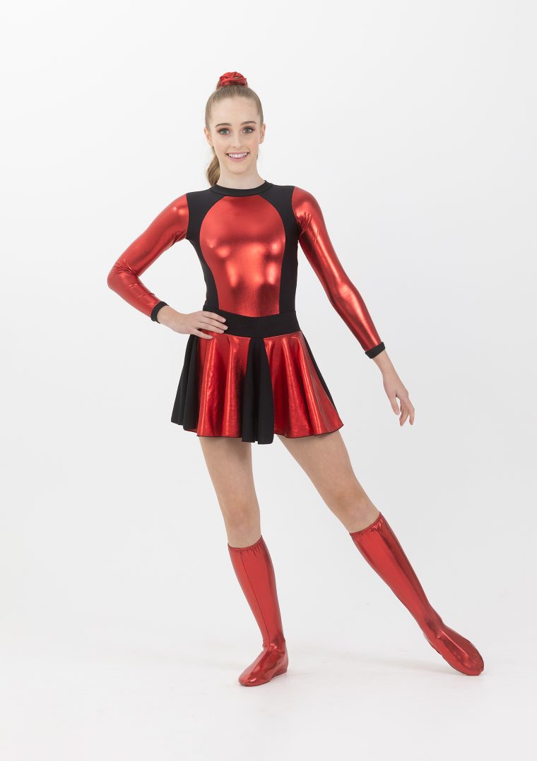 metallic cheer skirt red