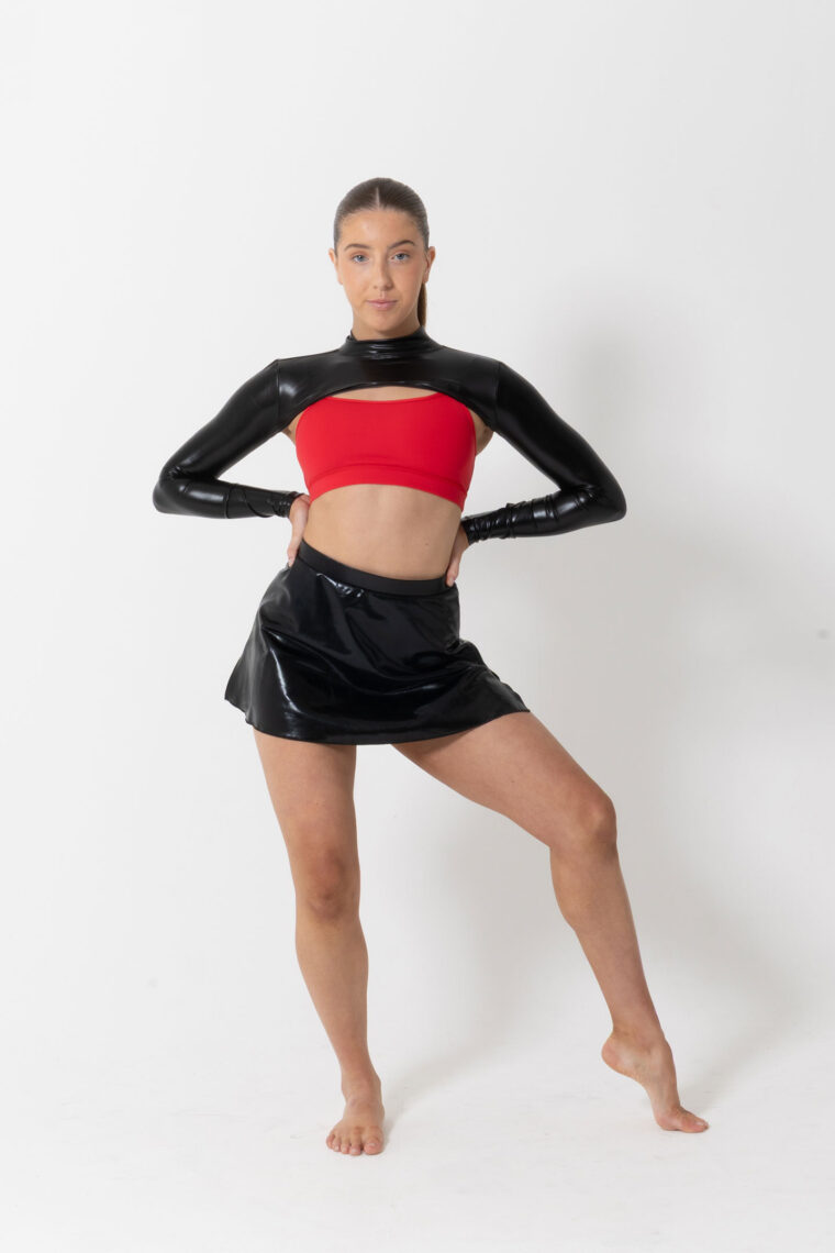 metallic shrug black