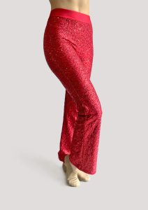 red sequin pants