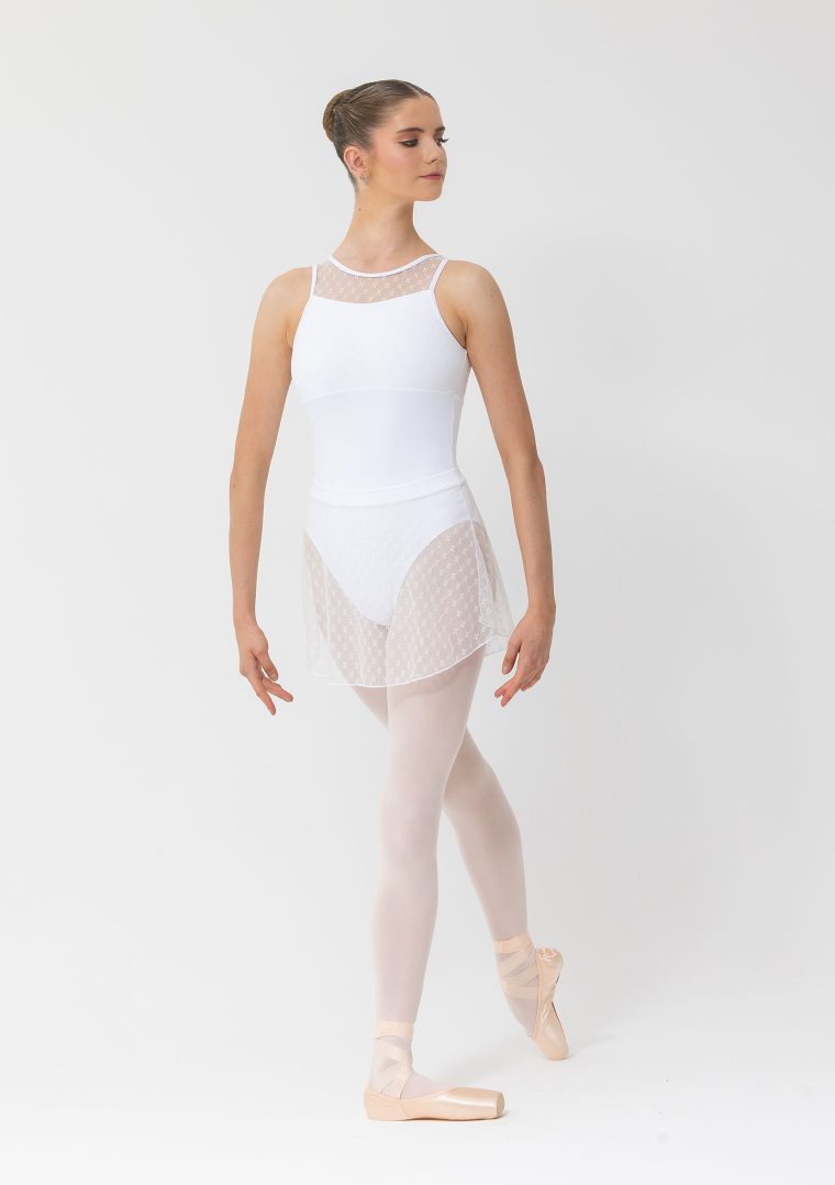 lace mesh ballet skirt white