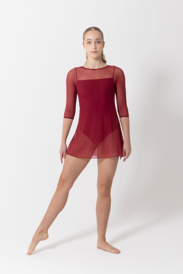 amber mesh dress burgundy