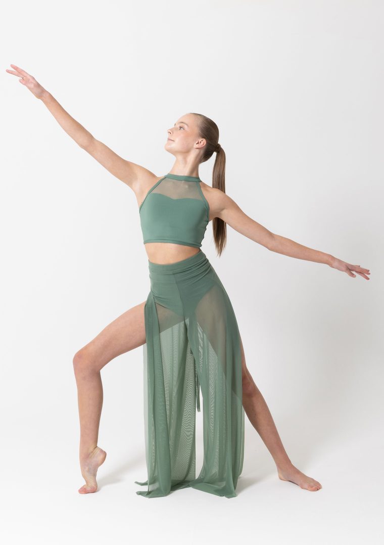 mesh wrap pants forest green
