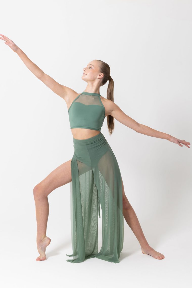 mesh wrap pants forest green