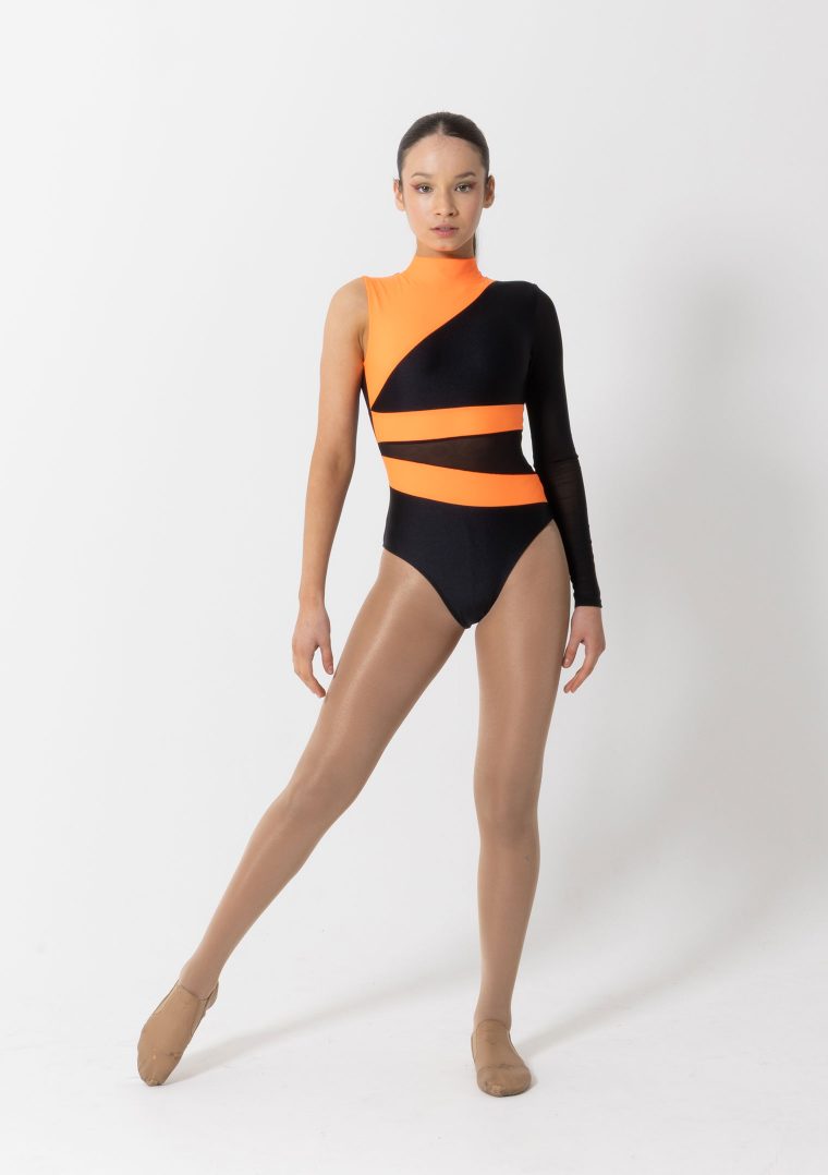 Twilight Leotard Black and Neon Orange