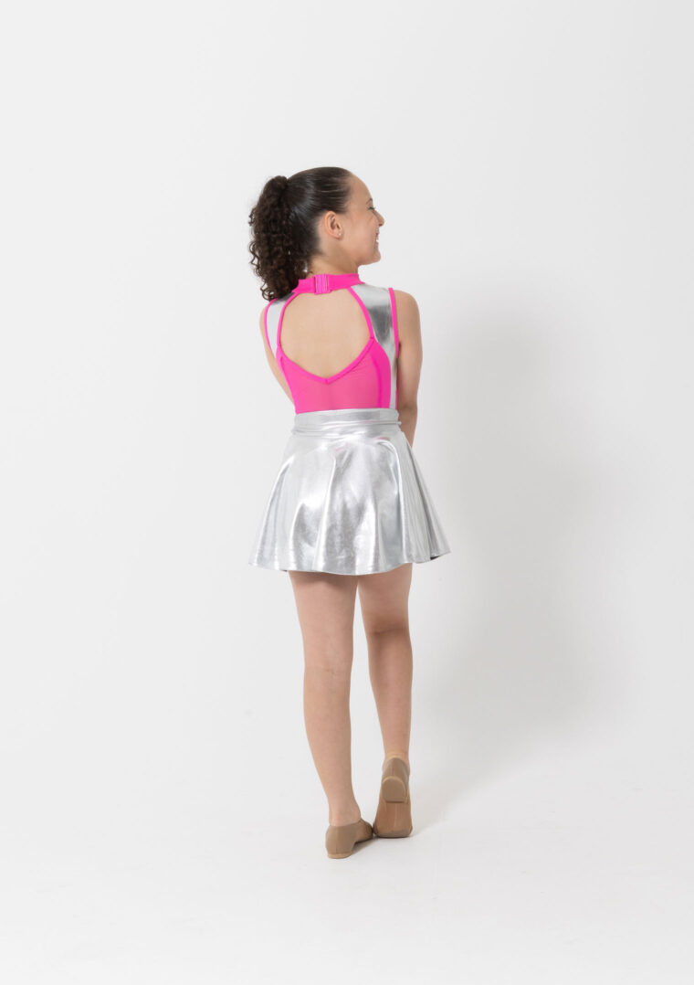 edge metallic dance skirt silver