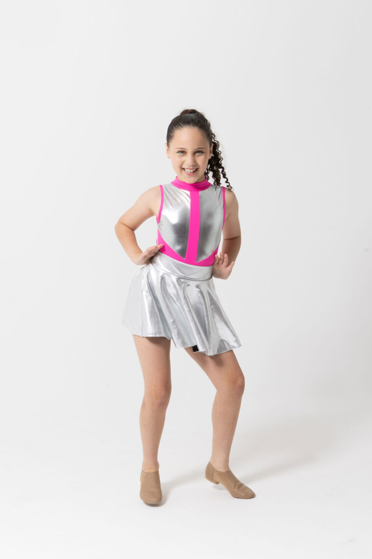edge metallic dance skirt silver