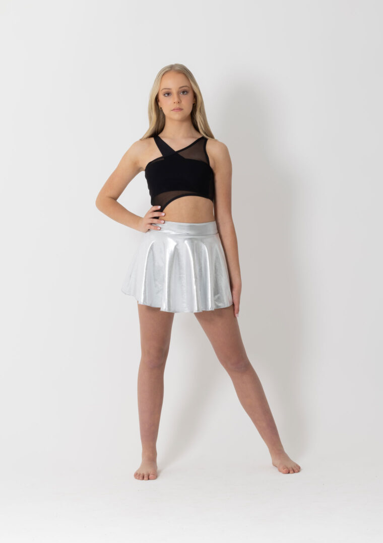 edge metallic dance skirt silver adult