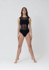 nina corset mesh leotard black