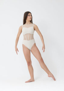 nina corset mesh leotard cream