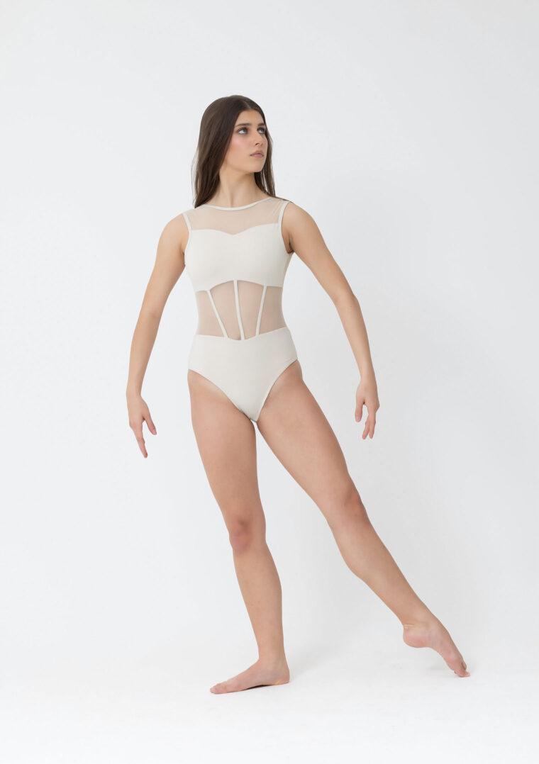 nina corset mesh leotard cream