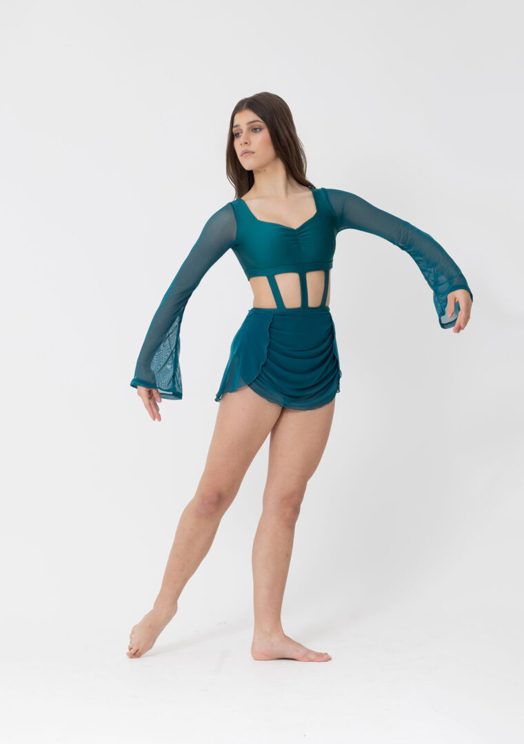 clara mesh dance skirt teal