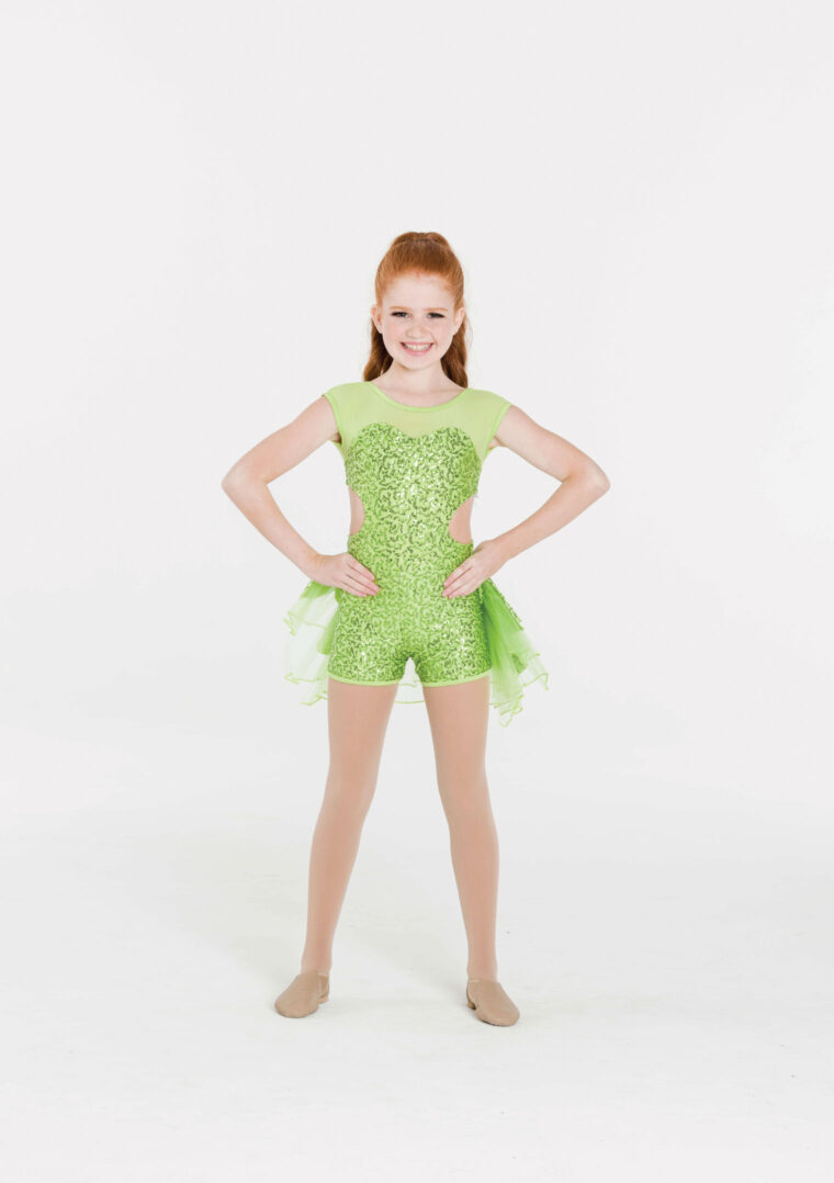 sequin biketard with bustle