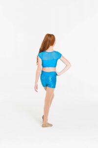 attitude sequin crop top turquoise