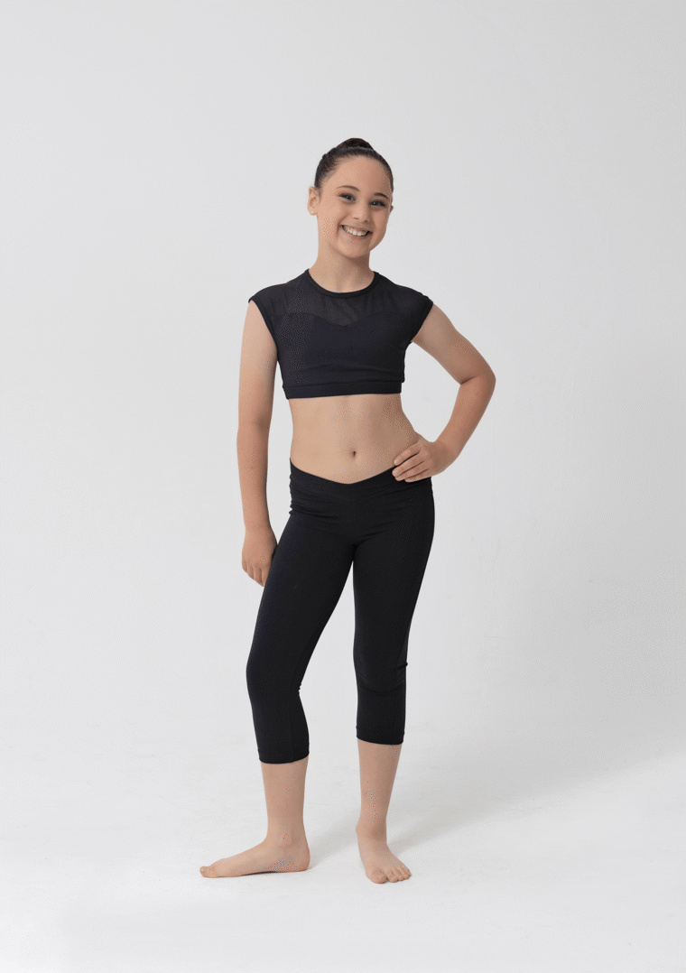 cotton 3/4 v-band dance leggings