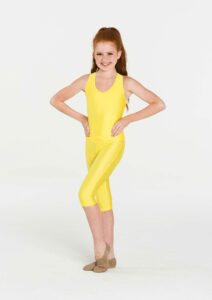 yellow 3/4 nylon leggings