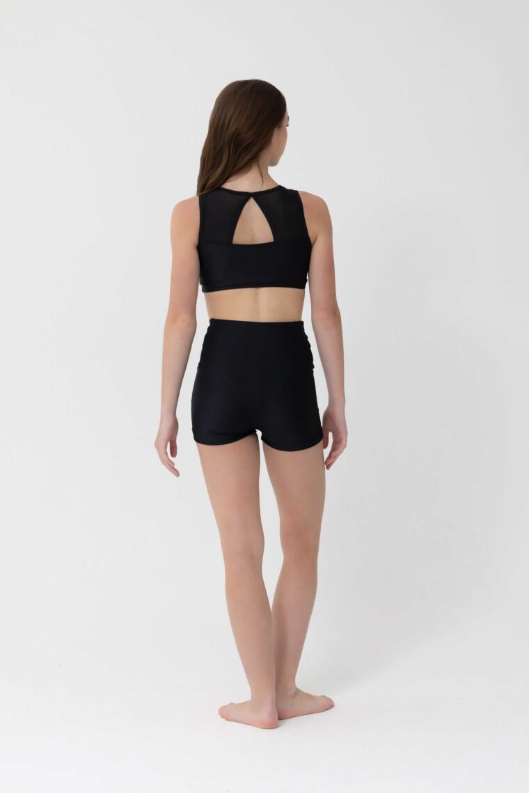 high waisted dance shorts black