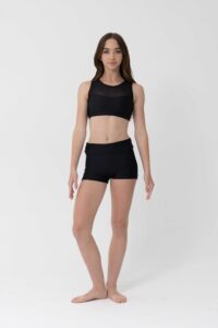high waisted dance shorts black