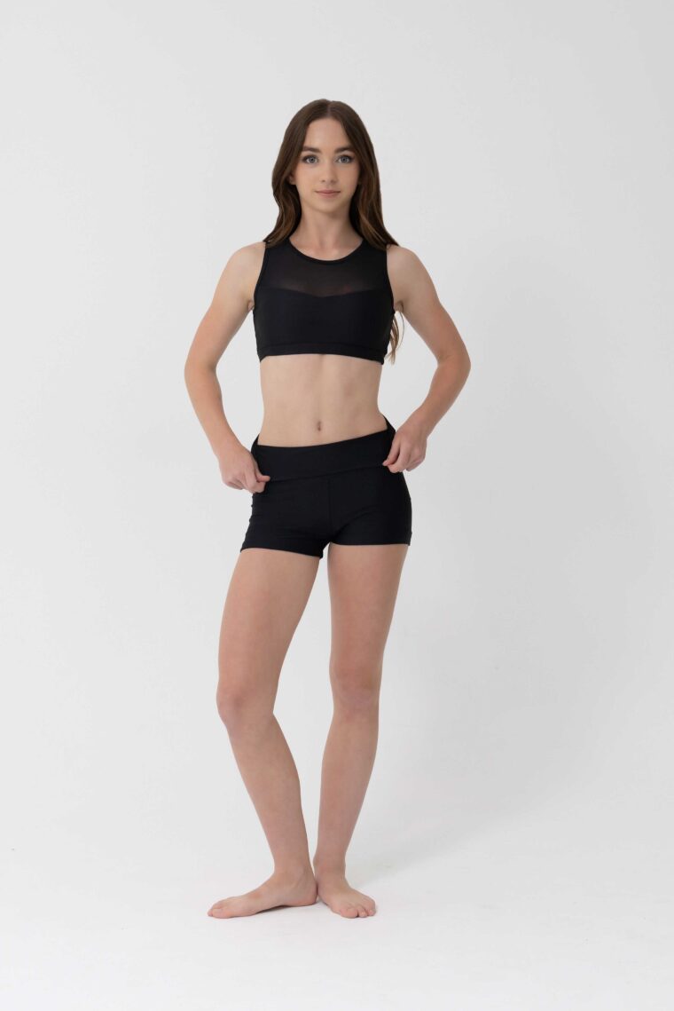 high waisted dance shorts black