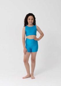 mesh crop high waisted shorts turquoise