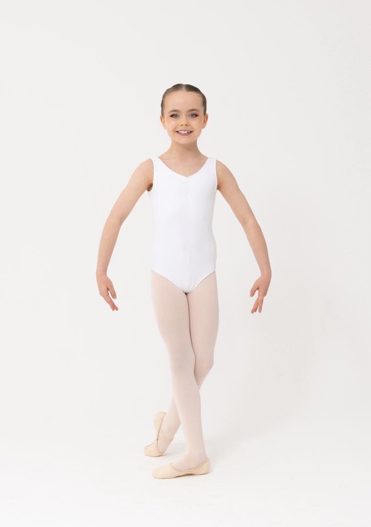 thick strap leotard white