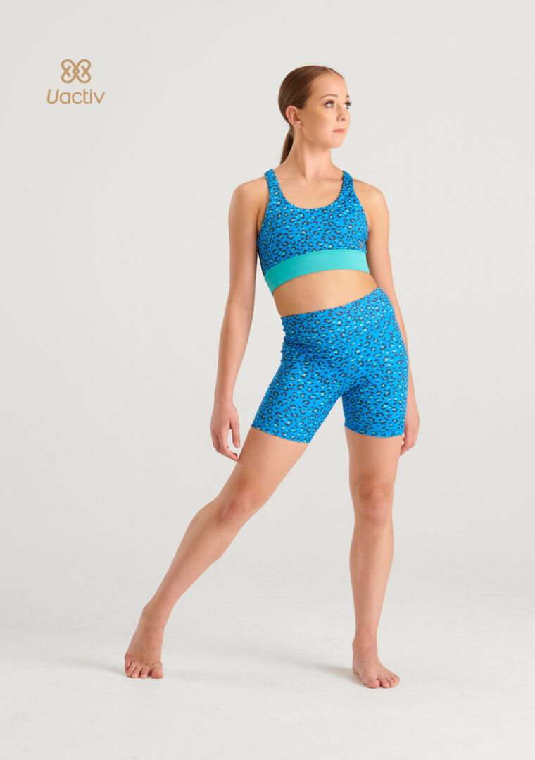 emily shorts and crop blue leopard print