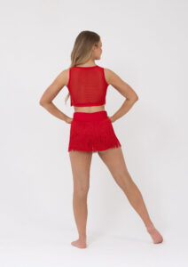 tassel crop and shorts red