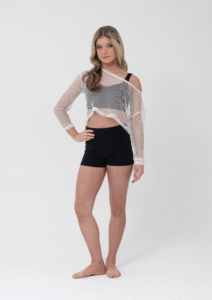 long sleeve fishnet crop white sale
