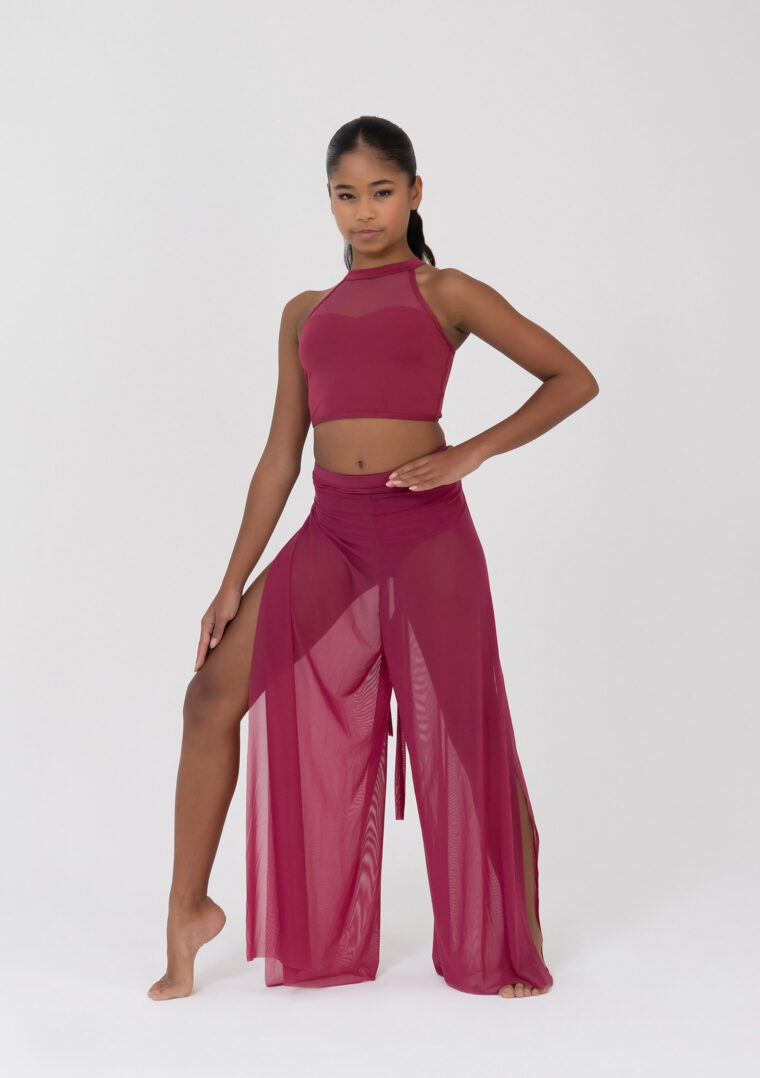 mesh wrap pants crimson