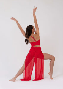 mesh wrap pants red