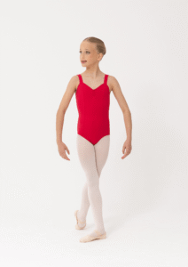 wide strap leotard red