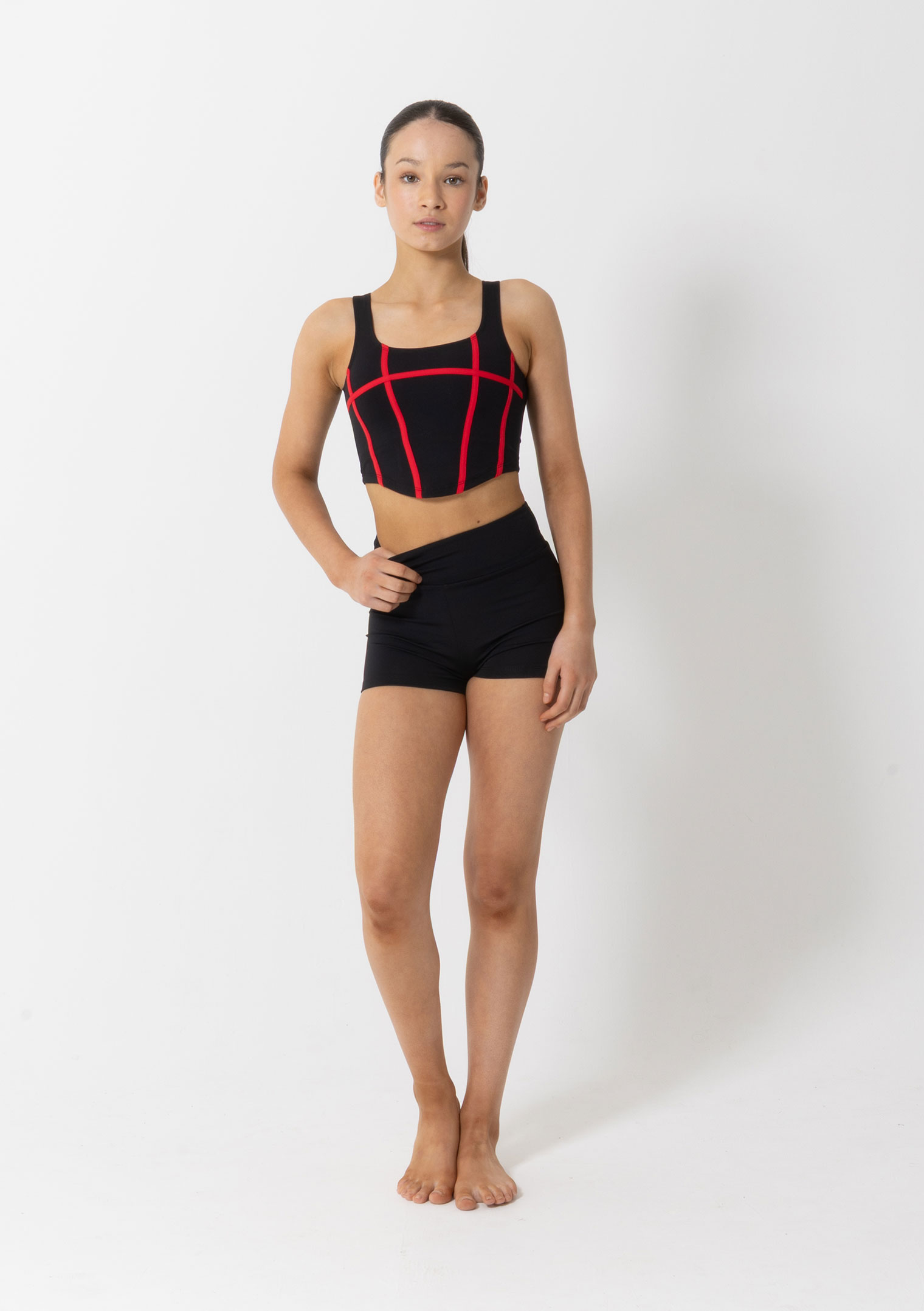 livi crop black red binding