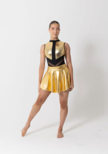 edge metallic dance skirt gold