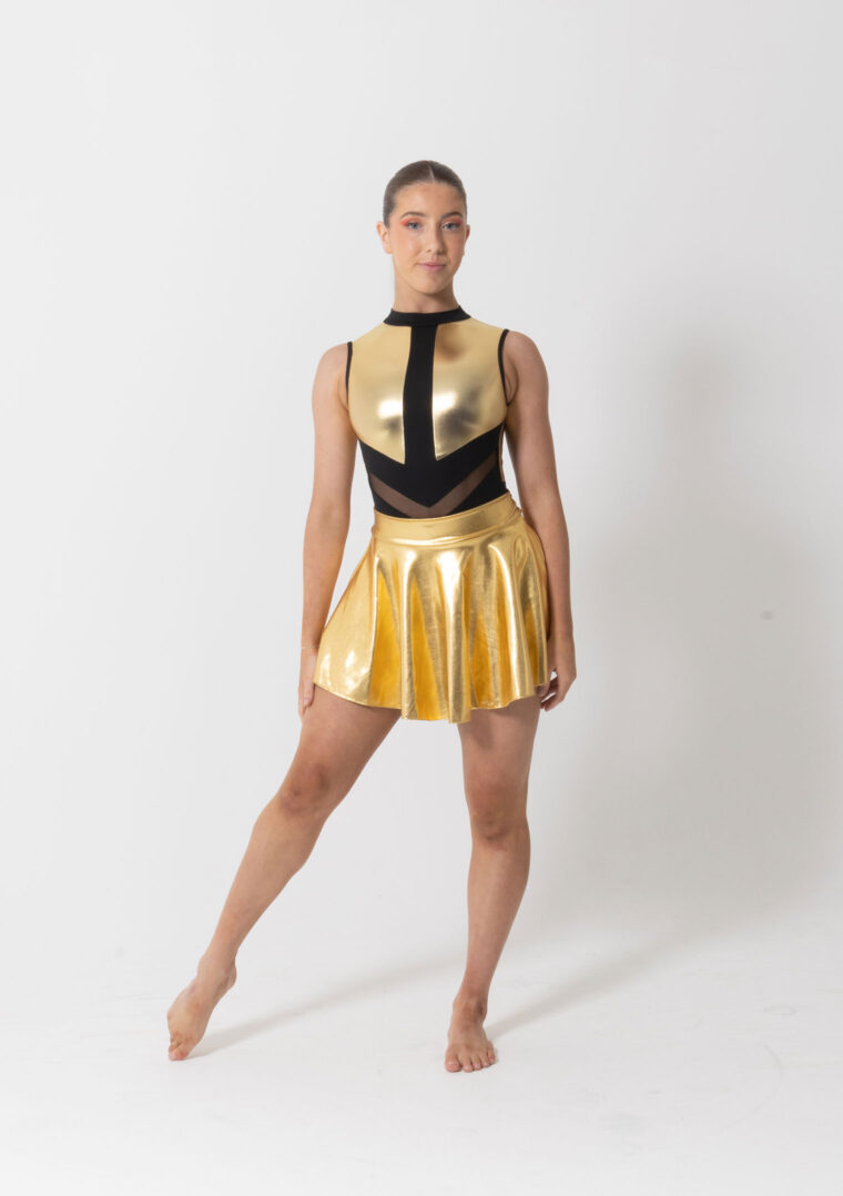 edge metallic dance skirt gold