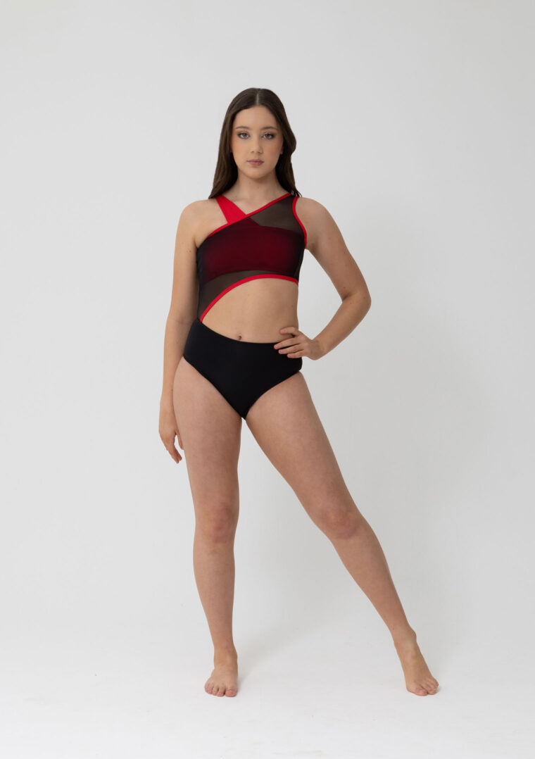 lizzy leotard black red