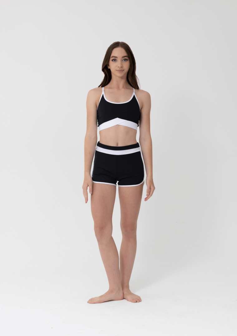 Rikki crop top lara shorts black and white