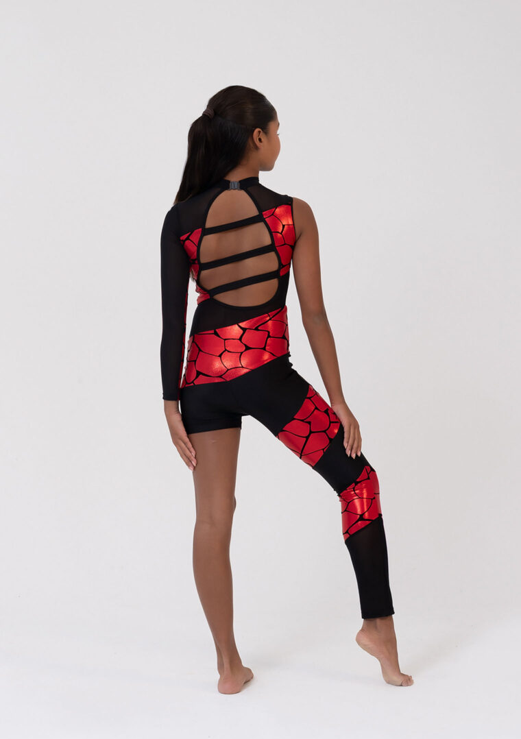 frankie unitard metallic red