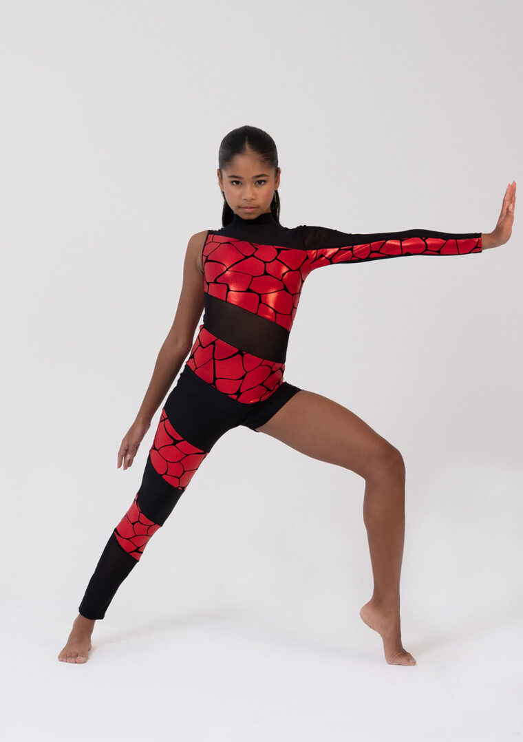 frankie unitard metallic red