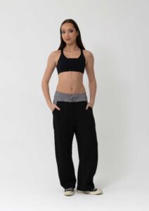 locky track pants black grey