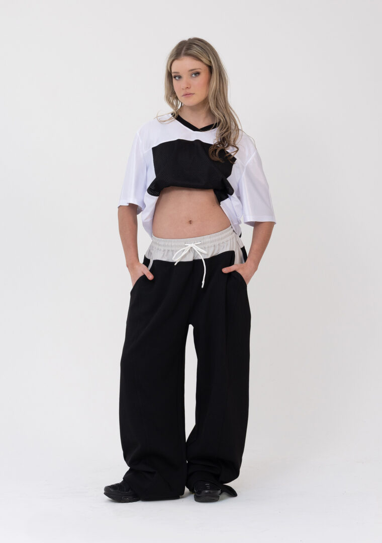 locky track pants black grey
