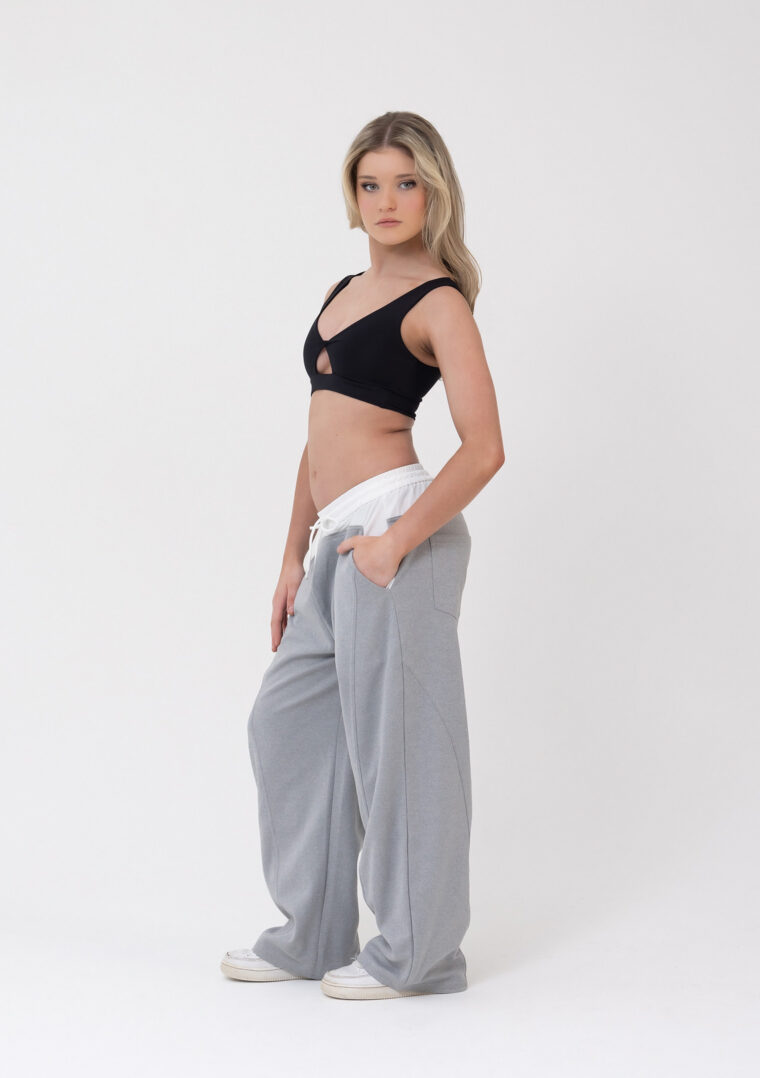locky track pants grey white