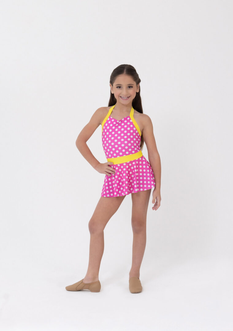 tiffany dress pink polka dot yellow