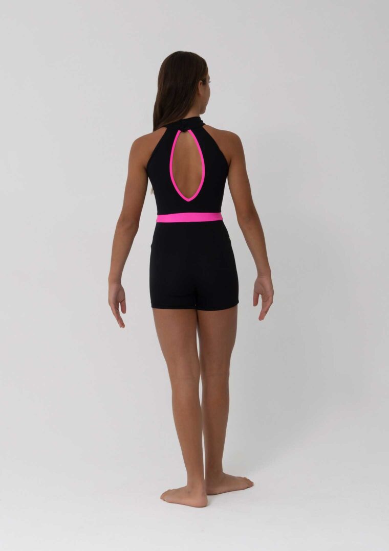 britney biketard black hot pink