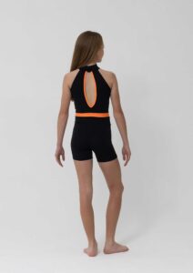 britney biketard black neon orange